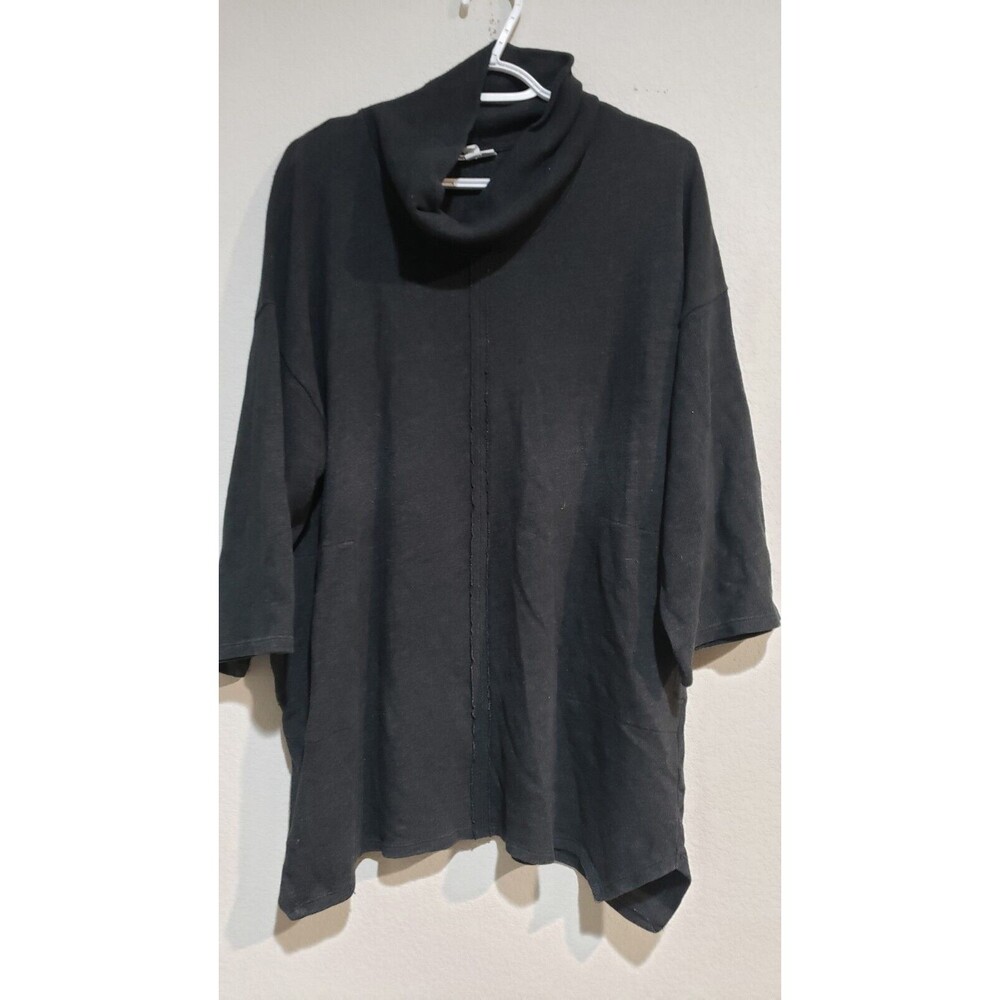 J. Jill Fit High Neck Ribbed Long Sleeve Pullover Black Size M